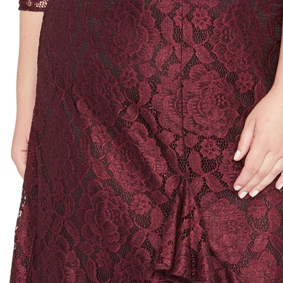 RACHEL Rachel Roy Parker Lace A-Line Scalloped Hem Ruffle Cocktail Dress - Picture 5 of 6